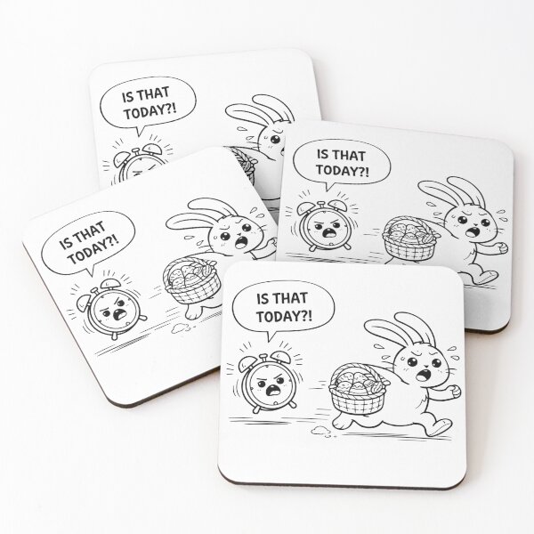 Item preview, Kawaii Easter Chaos – Late Again Bunny Coloring Page designed and sold by ComedyInkFactor.