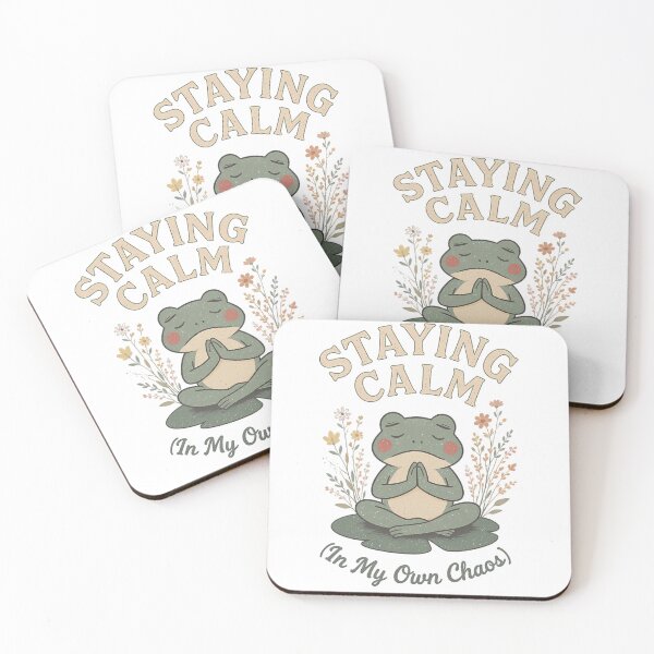 Item preview, Retro Meditating Frog - Staying Calm In My Own Chaos Aesthetic designed and sold by etuvibes.