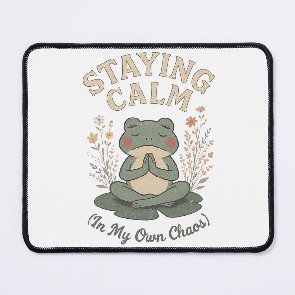 Item preview, Retro Meditating Frog - Staying Calm In My Own Chaos Aesthetic designed and sold by etuvibes.