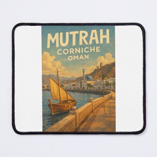 Item preview, Mutrah Corniche – Muscat's Historic Waterfront with Arabian Dhow and Hajar Mountains designed and sold by Places On Earth.