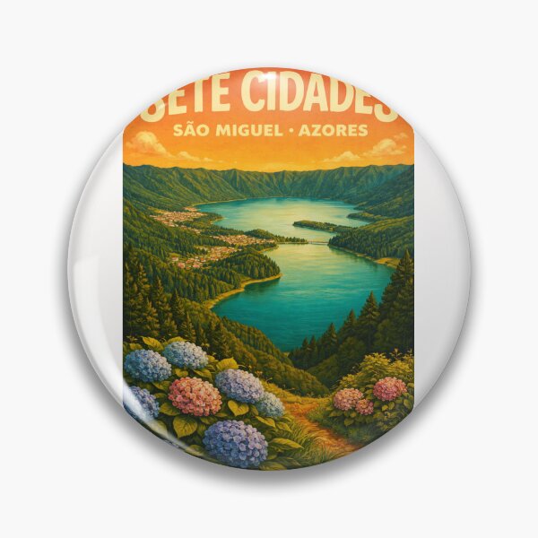 Item preview, Sete Cidades São Miguel – Crater Lake Vista with Hydrangeas and Volcanic Highlands in the Azores designed and sold by Places On Earth.