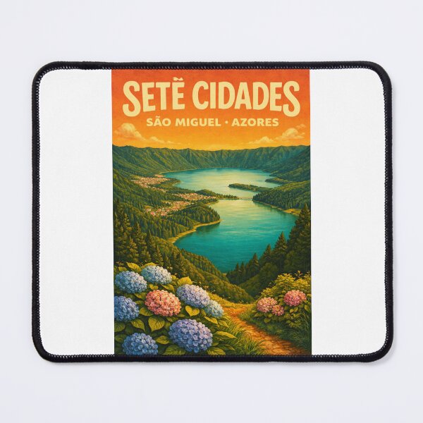 Item preview, Sete Cidades São Miguel – Crater Lake Vista with Hydrangeas and Volcanic Highlands in the Azores designed and sold by Places On Earth.