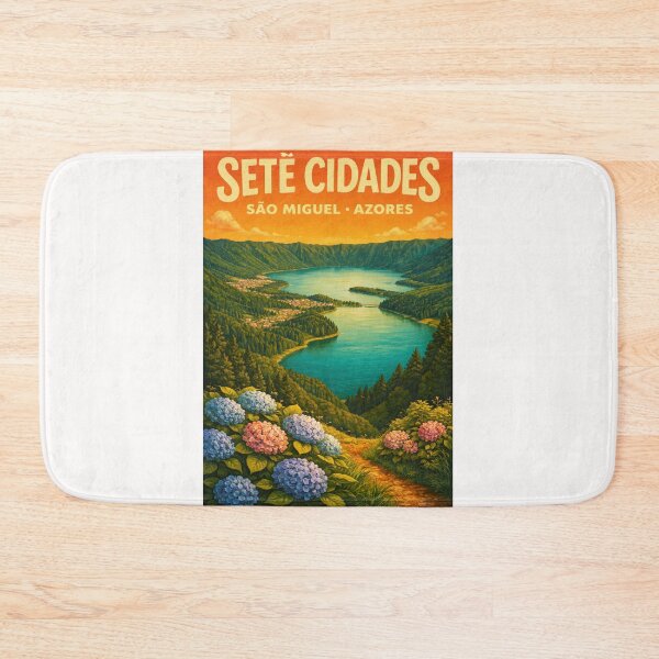 Item preview, Sete Cidades São Miguel – Crater Lake Vista with Hydrangeas and Volcanic Highlands in the Azores designed and sold by Places On Earth.