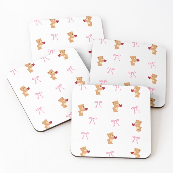 Item preview, Cute Teddy Bear with Heart & Pink Bows Pattern designed and sold by PoutyPastel.