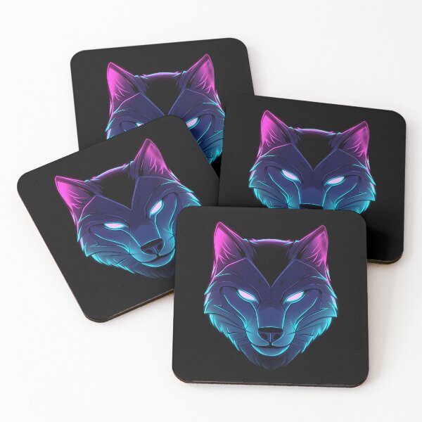 Item preview, Cyber Neon Wolf Mask – Minimal Blue & Pink Glow Avatar designed and sold by Beachy Beasts.