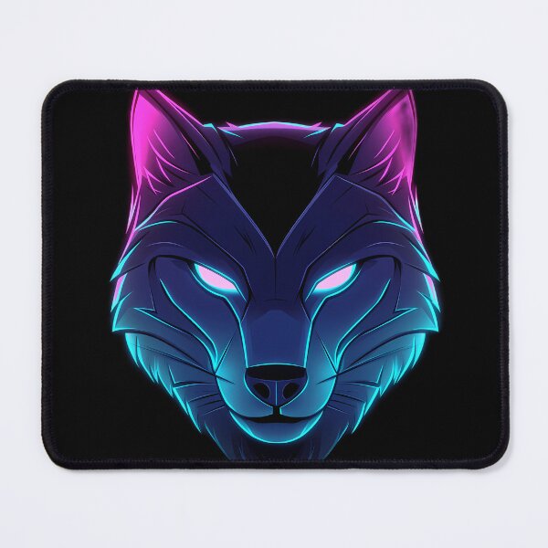 Item preview, Cyber Neon Wolf Mask – Minimal Blue & Pink Glow Avatar designed and sold by Beachy Beasts.