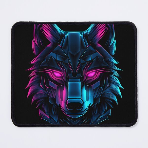 Item preview, Cyber Neon Wolf Helmet – Futuristic Synthwave Tech Mask designed and sold by Beachy Beasts.