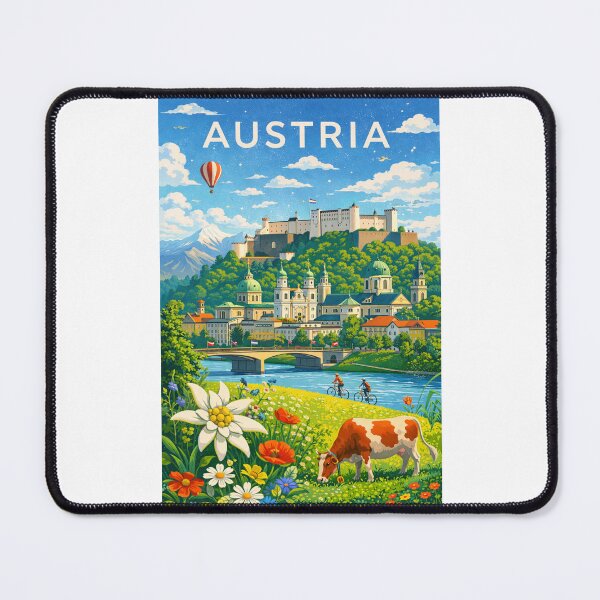 Item preview, Austria Meadow Scene – Salzburg Old Town, Hohensalzburg Fortress, and the Austrian Alps designed and sold by Places On Earth.