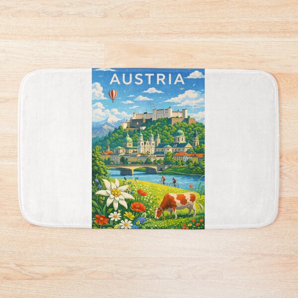 Item preview, Austria Meadow Scene – Salzburg Old Town, Hohensalzburg Fortress, and the Austrian Alps designed and sold by Places On Earth.