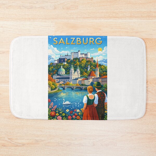 Item preview, Salzburg River View – Historic Old Town, Domes, and Hohensalzburg Fortress in the Austrian Alps designed and sold by Places On Earth.