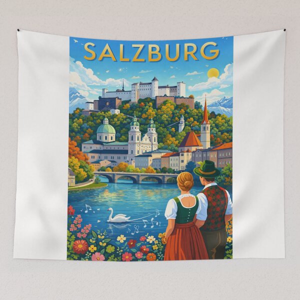 Item preview, Salzburg River View – Historic Old Town, Domes, and Hohensalzburg Fortress in the Austrian Alps designed and sold by Places On Earth.