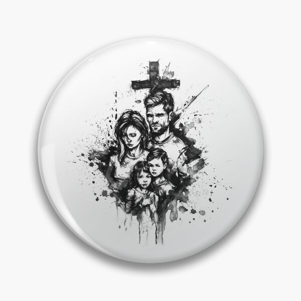 Artikelvorschau, Christliche Familie unter dem Kreuz – Inspirierende Glaubensillustration entworfen und verkauft von inkoutninja.