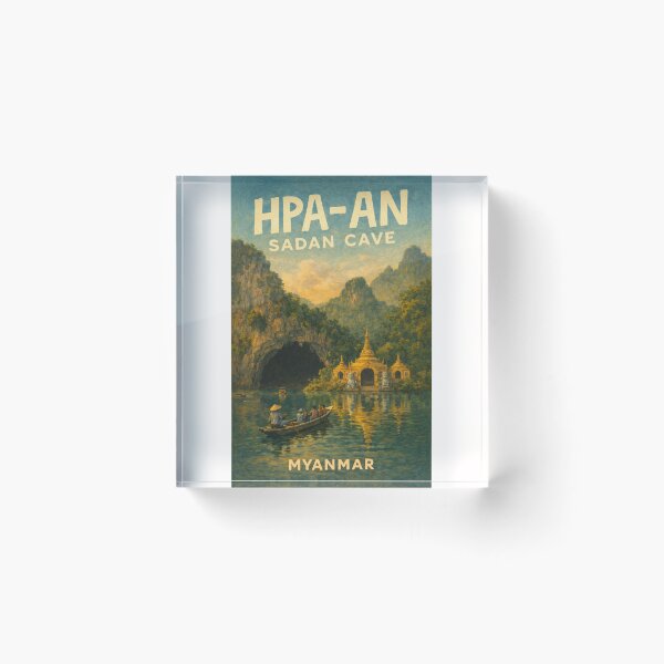 Item preview, Golden Entrance to Sadan Cave – Hpa-An Landmark with Pagodas and Limestone Cliffs in Kayin State, Myanmar designed and sold by Places On Earth.