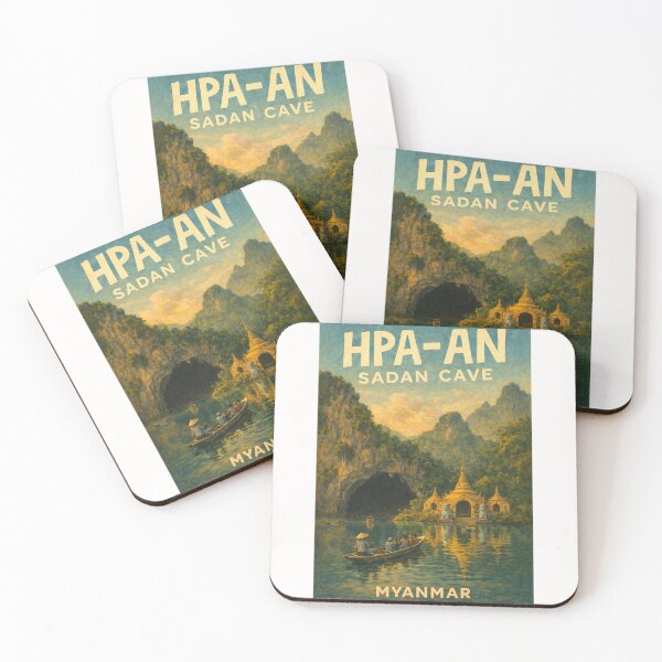 Item preview, Golden Entrance to Sadan Cave – Hpa-An Landmark with Pagodas and Limestone Cliffs in Kayin State, Myanmar designed and sold by Places On Earth.
