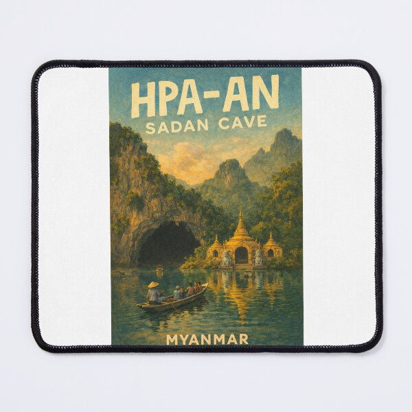 Item preview, Golden Entrance to Sadan Cave – Hpa-An Landmark with Pagodas and Limestone Cliffs in Kayin State, Myanmar designed and sold by Places On Earth.