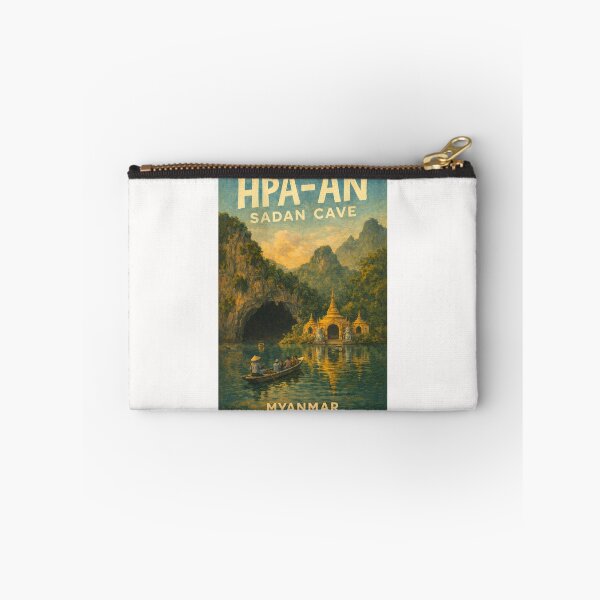 Item preview, Golden Entrance to Sadan Cave – Hpa-An Landmark with Pagodas and Limestone Cliffs in Kayin State, Myanmar designed and sold by Places On Earth.