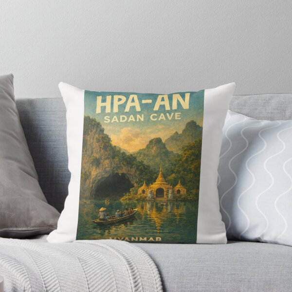 Item preview, Golden Entrance to Sadan Cave – Hpa-An Landmark with Pagodas and Limestone Cliffs in Kayin State, Myanmar designed and sold by Places On Earth.