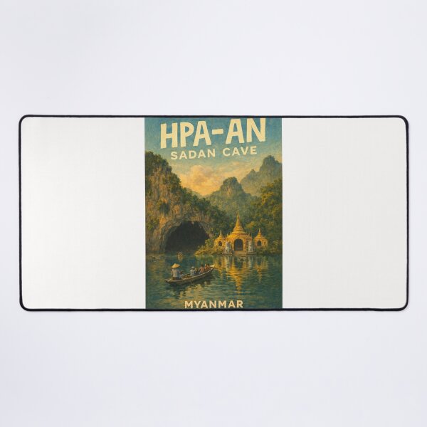 Item preview, Golden Entrance to Sadan Cave – Hpa-An Landmark with Pagodas and Limestone Cliffs in Kayin State, Myanmar designed and sold by Places On Earth.