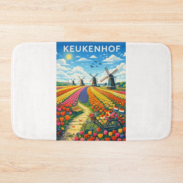 Item preview, Keukenhof Tulip Fields – Colorful Spring Blossoms and Windmills in Lisse, South Holland, Netherlands designed and sold by Places On Earth.