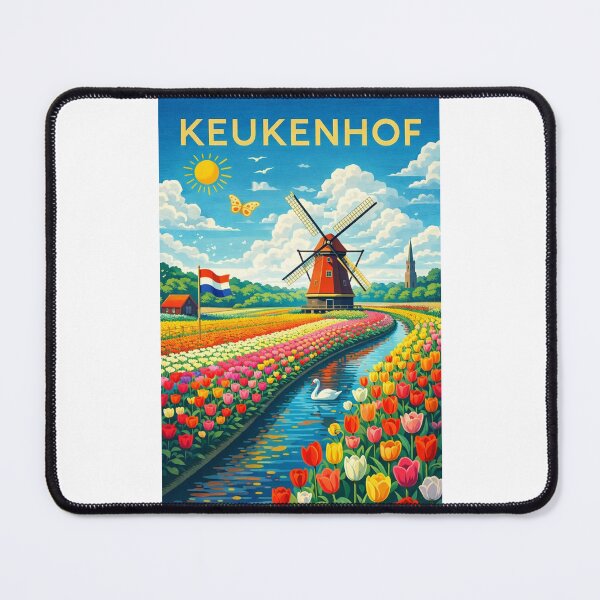Item preview, Keukenhof Canal View – Tulips, Windmills, and Dutch Landscape in South Holland, Netherlands designed and sold by Places On Earth.