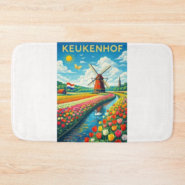 Item preview, Keukenhof Canal View – Tulips, Windmills, and Dutch Landscape in South Holland, Netherlands designed and sold by Places On Earth.