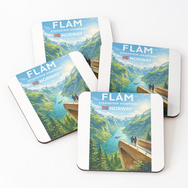Item preview, Stegastein Lookout Over Aurlandsfjord – Flåm Fjord Landscape in Vestland County, Norway designed and sold by Places On Earth.