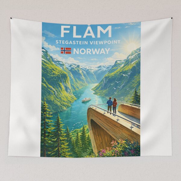Item preview, Stegastein Lookout Over Aurlandsfjord – Flåm Fjord Landscape in Vestland County, Norway designed and sold by Places On Earth.