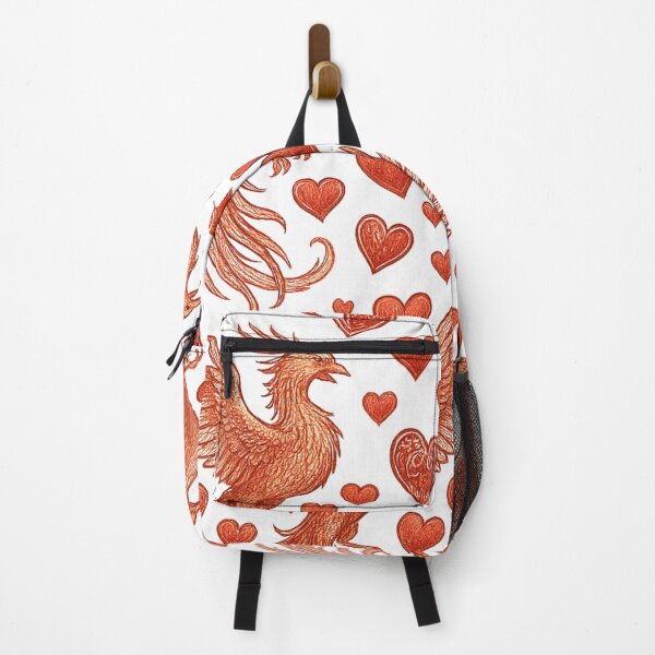 Item preview, Vintage Phoenix & Hearts Pattern – Romantic Red Aesthetic Love Illustration designed and sold by monetdesignsred.