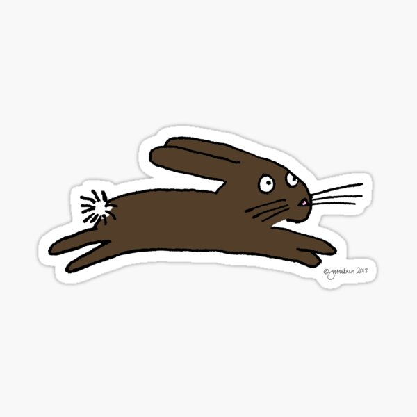 Brown leaping bunny Sticker