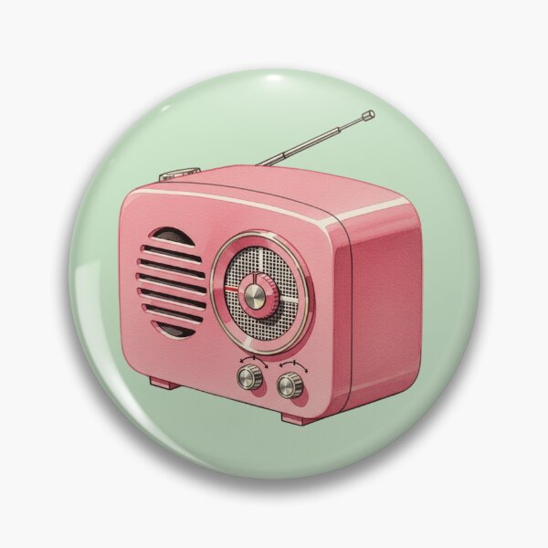 Item preview, Vintage Pink Retro Radio - Aesthetic Mid-Century Music Art designed and sold by Pasteltone.