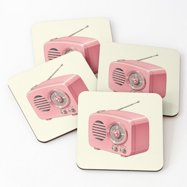 Item preview, Vintage Pink Retro Radio - Aesthetic Mid-Century Music Art designed and sold by Pasteltone.