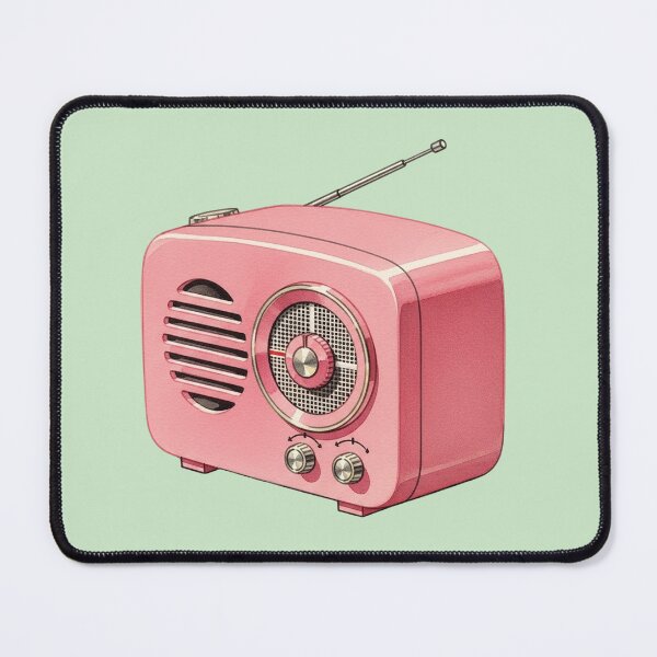 Item preview, Vintage Pink Retro Radio - Aesthetic Mid-Century Music Art designed and sold by Pasteltone.