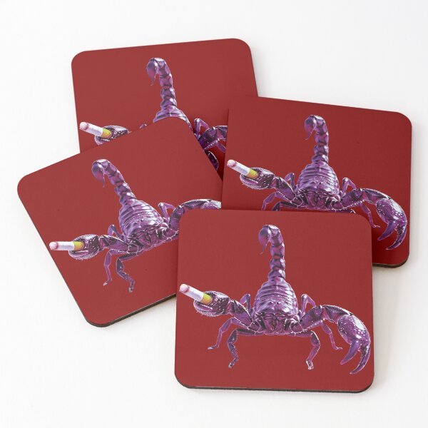 Item preview, Illustration of a pinkish-purple scorpion with a cigarette designed and sold by Alan-David.