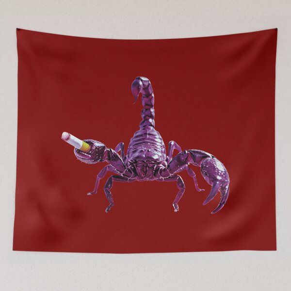 Item preview, Illustration of a pinkish-purple scorpion with a cigarette designed and sold by Alan-David.