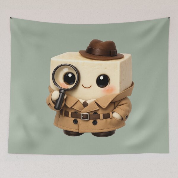Item preview, Cute Tofu Detective | Kawaii Fun Food Character designed and sold by Moons Studio.