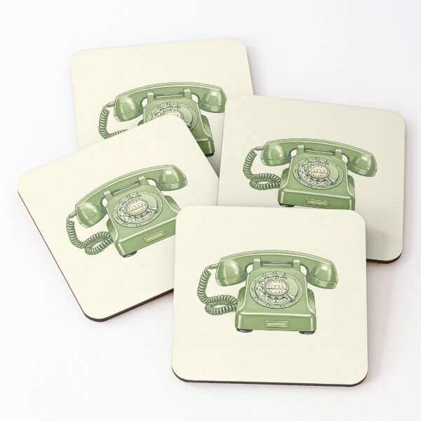Item preview, Classic Green Rotary Phone - Vintage Retro Telecommunication Art designed and sold by Pasteltone.