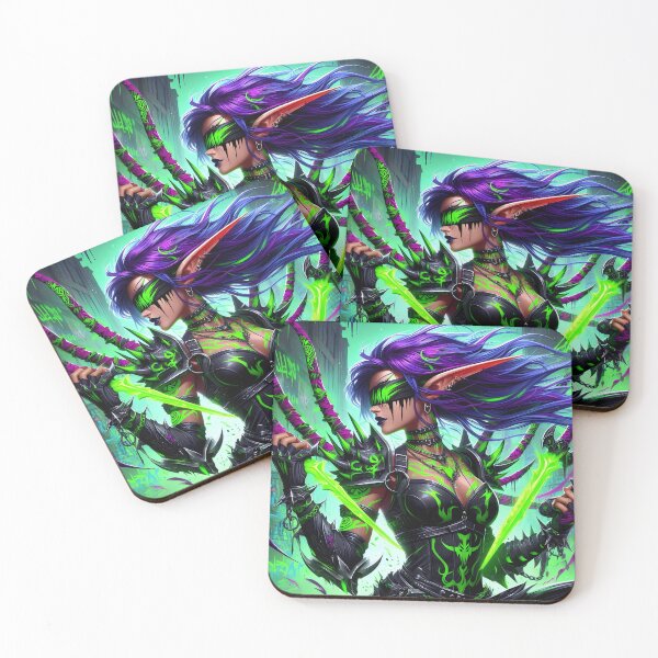 Item preview, Elven Shadow Hunter | Neon Green & Purple designed and sold by TattooDrive.