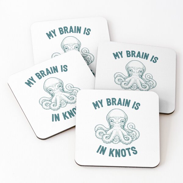 Item preview, My Brain Is In Knots Octopus — Vintage Etching Sea Creature Typography designed and sold by Colorful-Garden.
