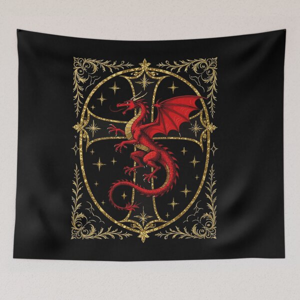 Item preview, Red Dragon And Bold Black Cross designed and sold by taiche.