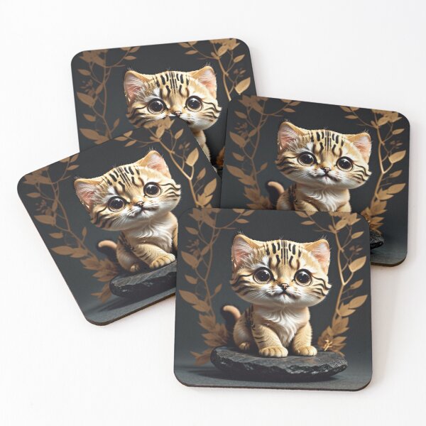 Item preview, Cute Big-Eyed Kitten Figurine Illustration designed and sold by eragon541289.