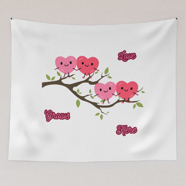 Item preview, Love Grows Here – Smiling Hearts on Tree Branch Cute Design designed and sold by Daily Mood Studio.