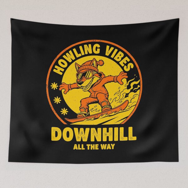 Item preview, Funny Snowboarder Wolf Howling Vibes Downhill Snowboarding designed and sold by GrandeDuc.
