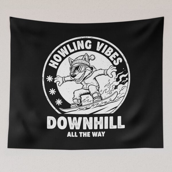 Item preview, Funny Snowboarder Wolf Howling Vibes Downhill Snowboarding designed and sold by GrandeDuc.