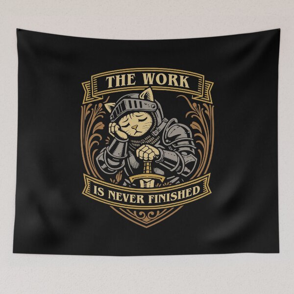 Item preview, The Work is Never Finished Tired Cat Paladin designed and sold by pixeptional.