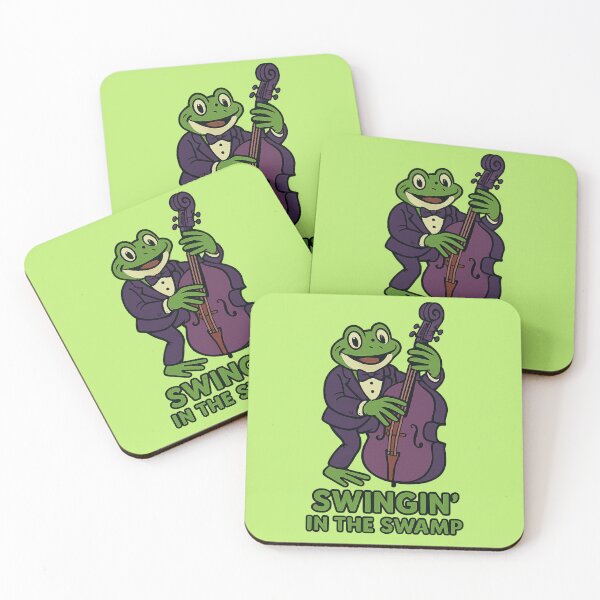 Item preview, Swinging Frog Upright Bass Swamp Jazz Illustration designed and sold by BoralisSynth.