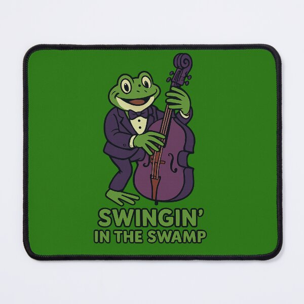 Item preview, Swinging Frog Upright Bass Swamp Jazz Illustration designed and sold by BoralisSynth.
