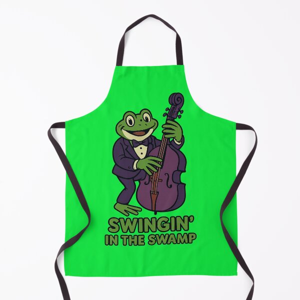 Item preview, Swinging Frog Upright Bass Swamp Jazz Illustration designed and sold by BoralisSynth.