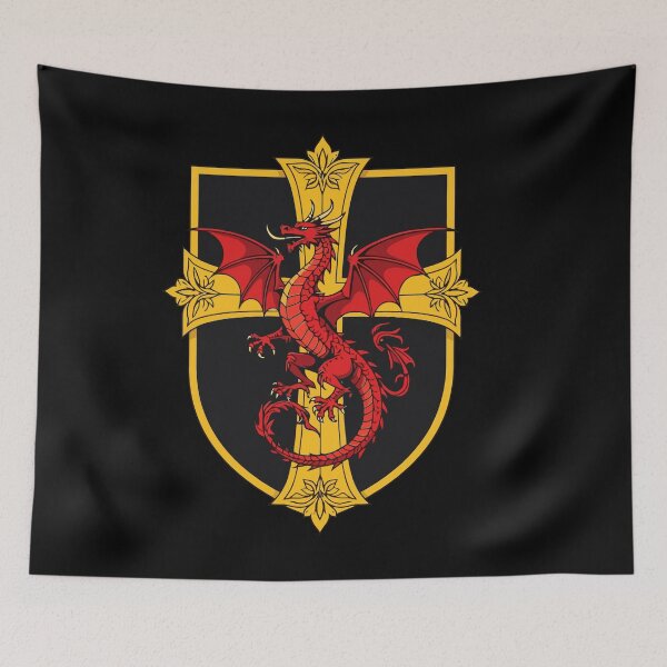 Item preview, Red Dragon And Medieval Cross designed and sold by taiche.