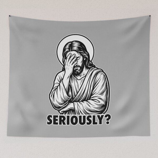 Item preview, Jesus Facepalm Satire - Seriously Funny Reaction Meme designed and sold by WAMTEES.