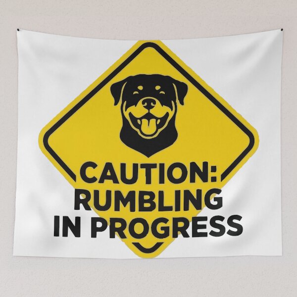 Item preview, Warning Rumbling In Progress Rottweiler Sign designed and sold by Petzzz.